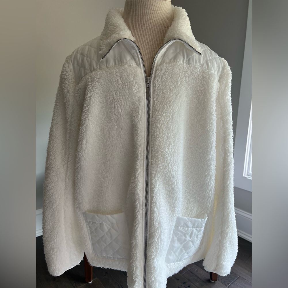 Chico's White Fleece Teddy Jacket
